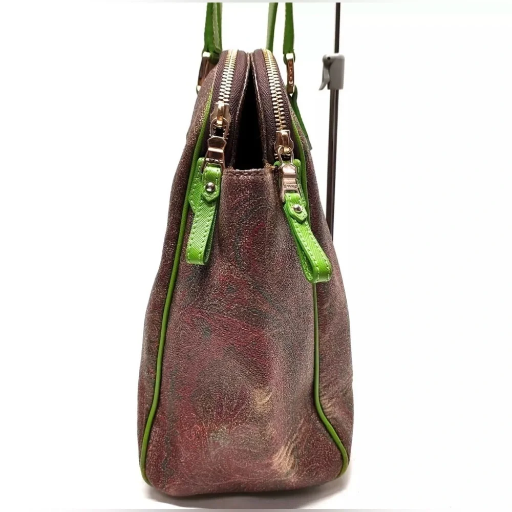 Etro Paisley Print w/ Green Leather Accents